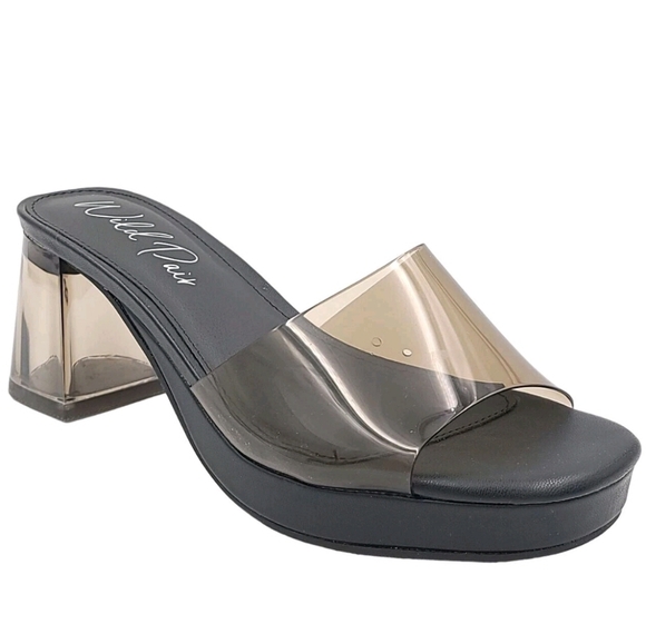 Wild Pair Shoes - Wild Pair Women's Orleensv Black Vinyl Block Heel, Size 9.5M